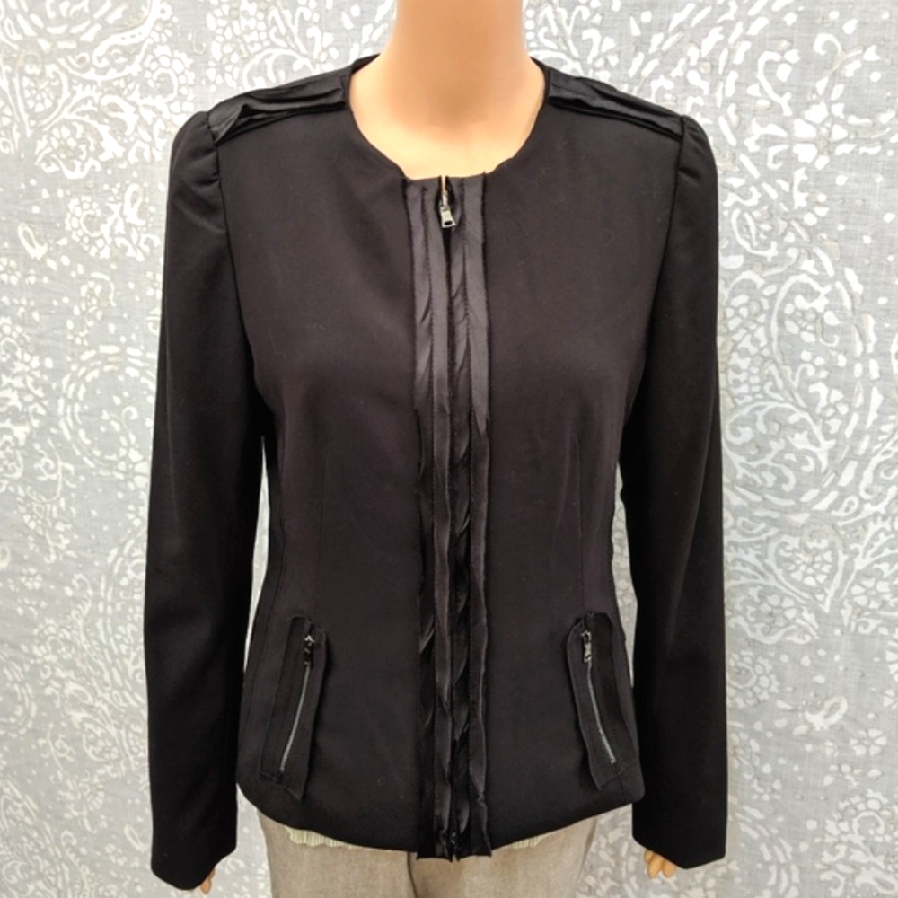 Tahari Black Zip Blazer